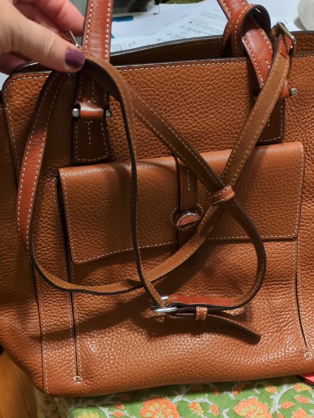 Dooney & Bourke Pebbled Leather Purse in Saddle/Tan - Picture 4 of 8